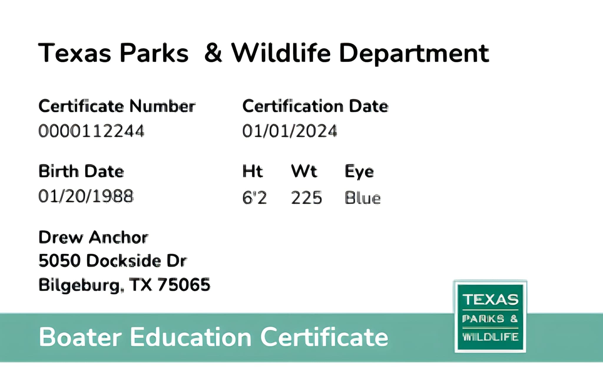 Texas Boater Education Certificate
